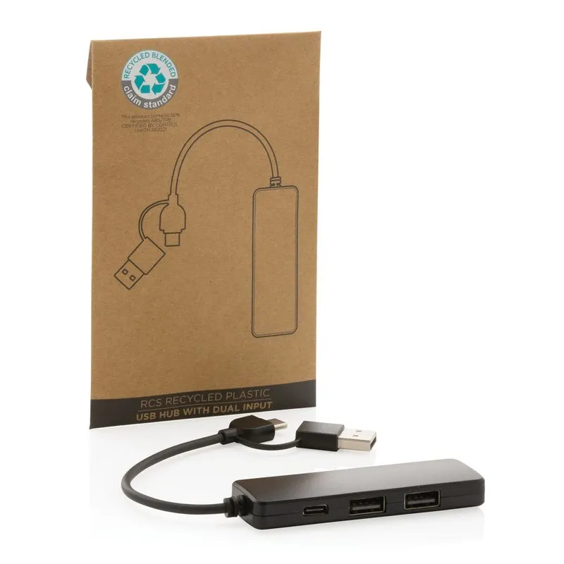 Puerto USB RCS de plástico reciclado con doble entrada