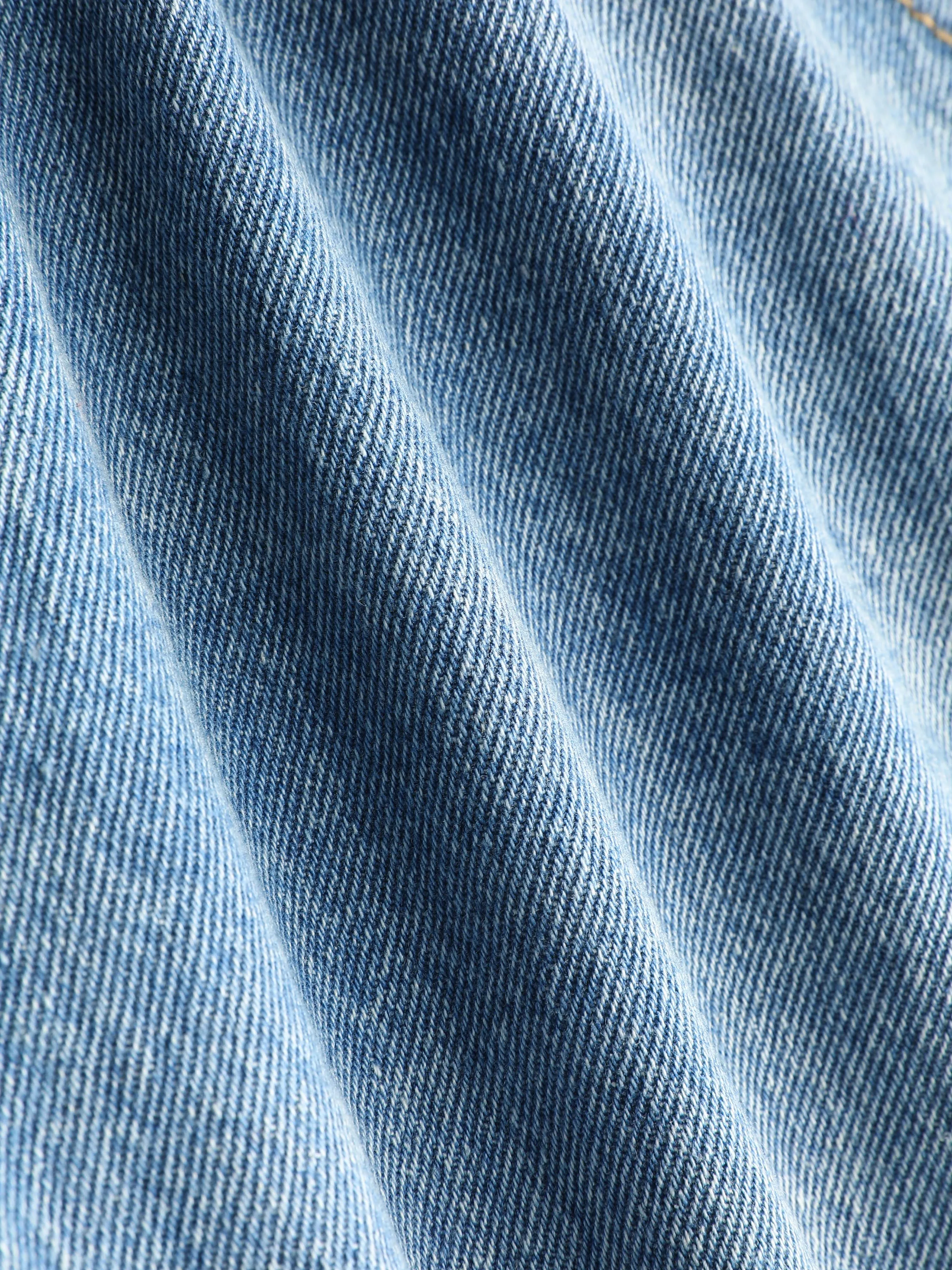  Romper de Denim con Cadena de Hebilla de Bloque de Color