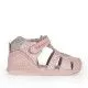 Sandalias abotinadas Biomecanics rosas con estampados de corazones
