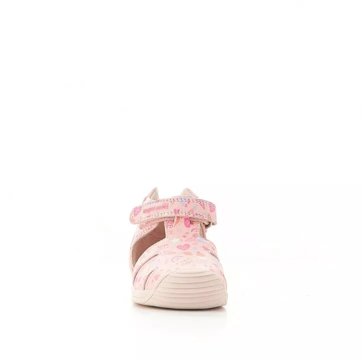 Sandalias abotinadas Biomecanics rosas con varios dibujos estampados