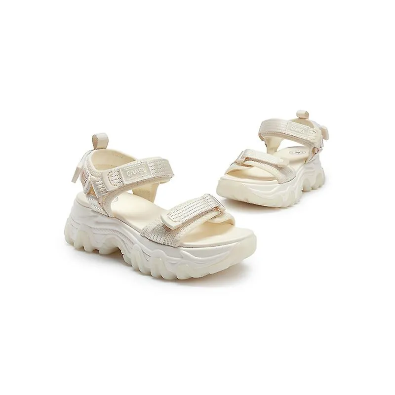 Sandalias de verano para adultos 2023 Zapatillas de fondo grueso con hebilla Zapatos de playa con plataforma de tacón alto para 