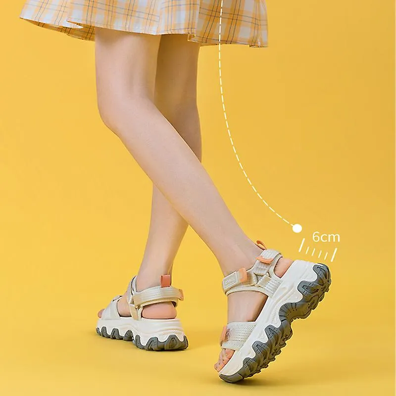 Sandalias de verano para adultos 2023 Zapatillas de fondo grueso con hebilla Zapatos de playa con plataforma de tacón alto para 