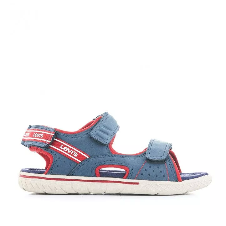 sandalias LEVIS KIDS azules con detalles en rojo