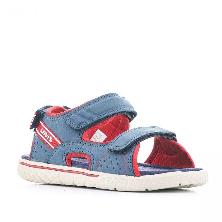 sandalias LEVIS KIDS azules con detalles en rojo