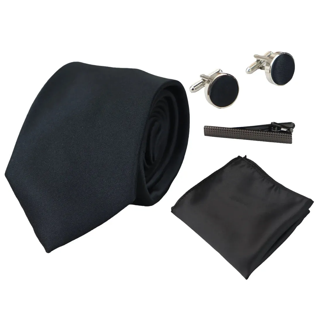Satin Silk Tie Gift Set de bolsillo Papet Square Links Tat Satin brillante