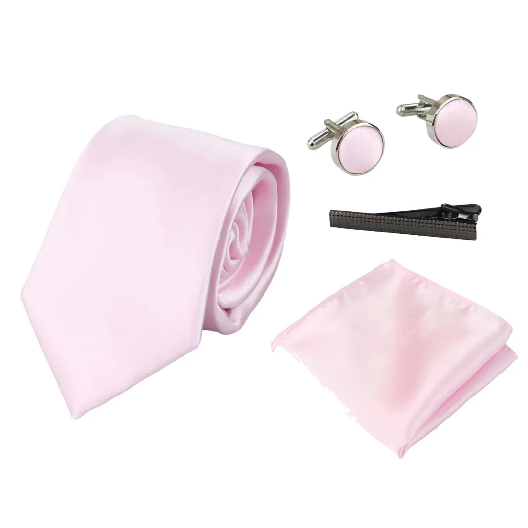 Satin Silk Tie Gift Set de bolsillo Papet Square Links Tat Satin brillante