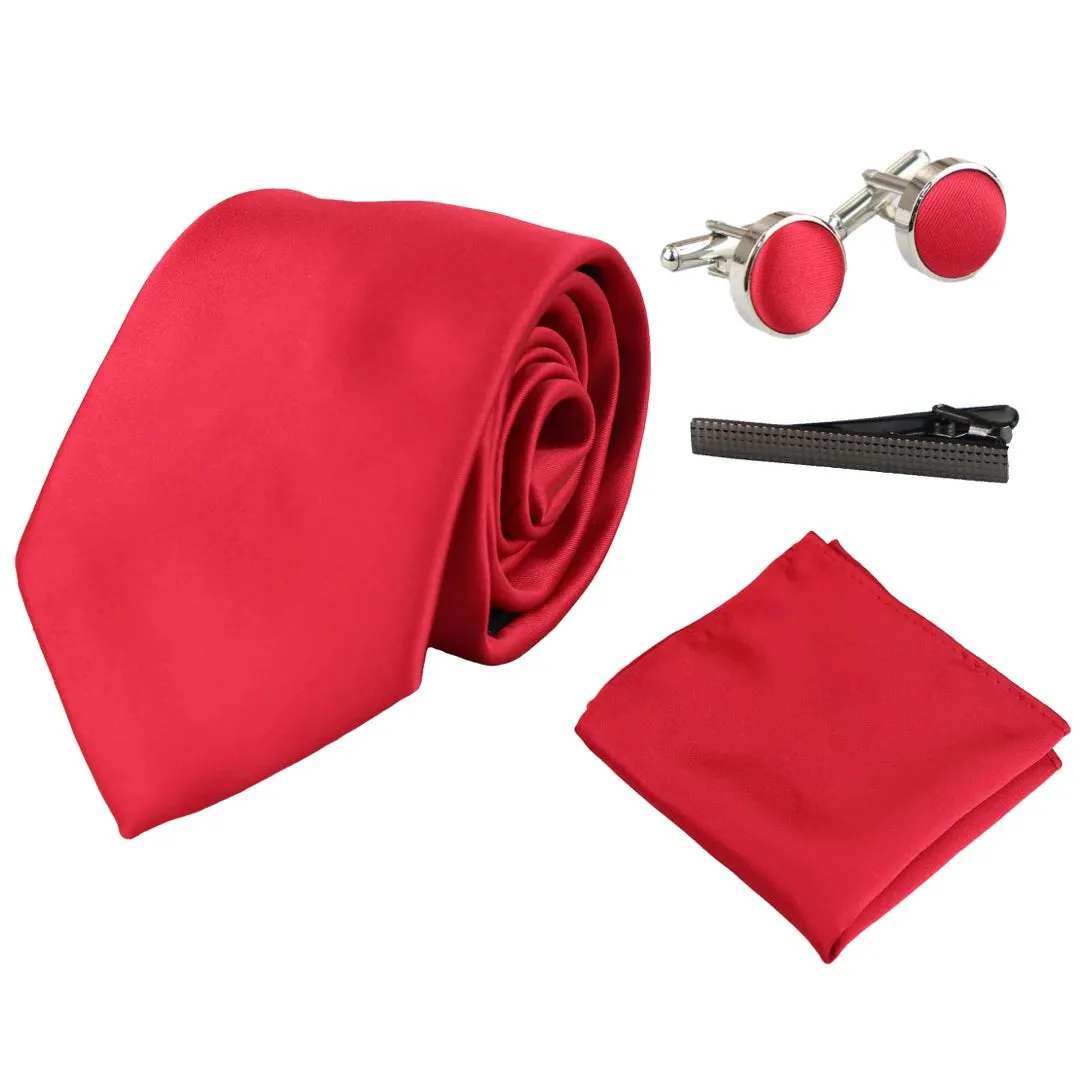 Satin Silk Tie Gift Set de bolsillo Papet Square Links Tat Satin brillante