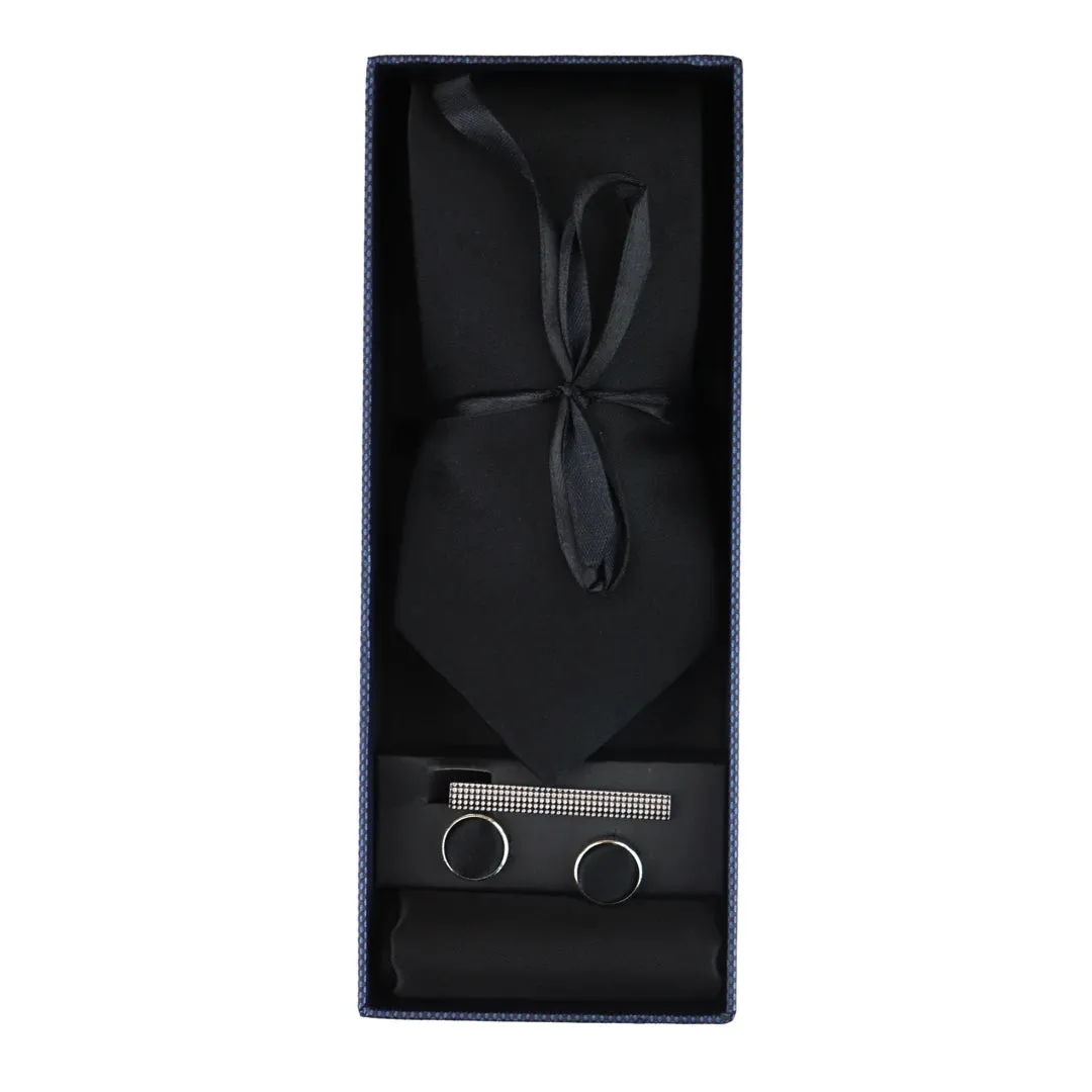 Satin Silk Tie Gift Set de bolsillo Papet Square Links Tat Satin brillante