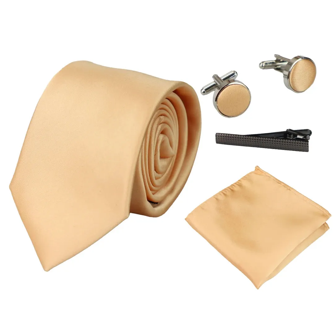 Satin Silk Tie Gift Set de bolsillo Papet Square Links Tat Satin brillante