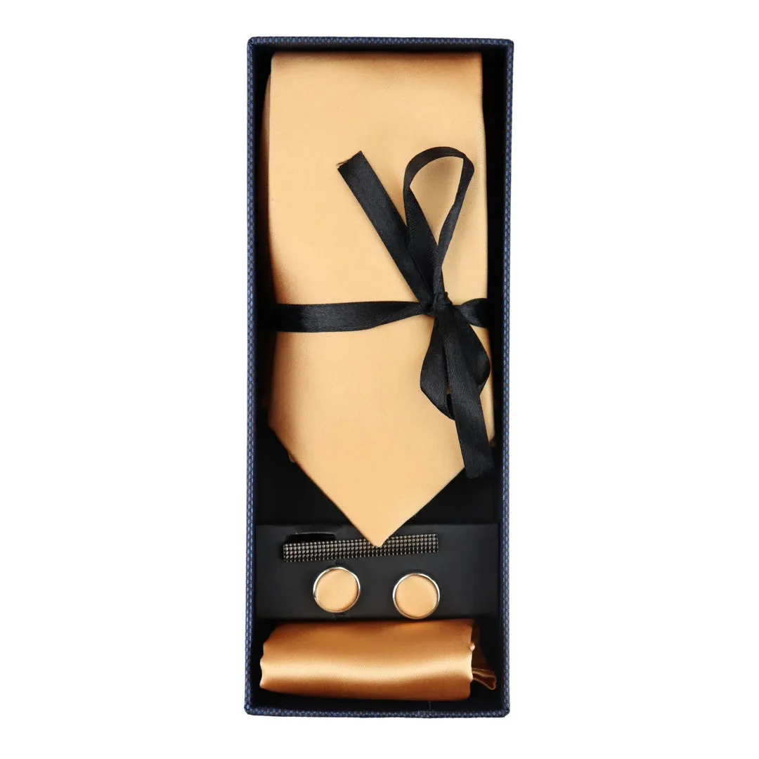 Satin Silk Tie Gift Set de bolsillo Papet Square Links Tat Satin brillante