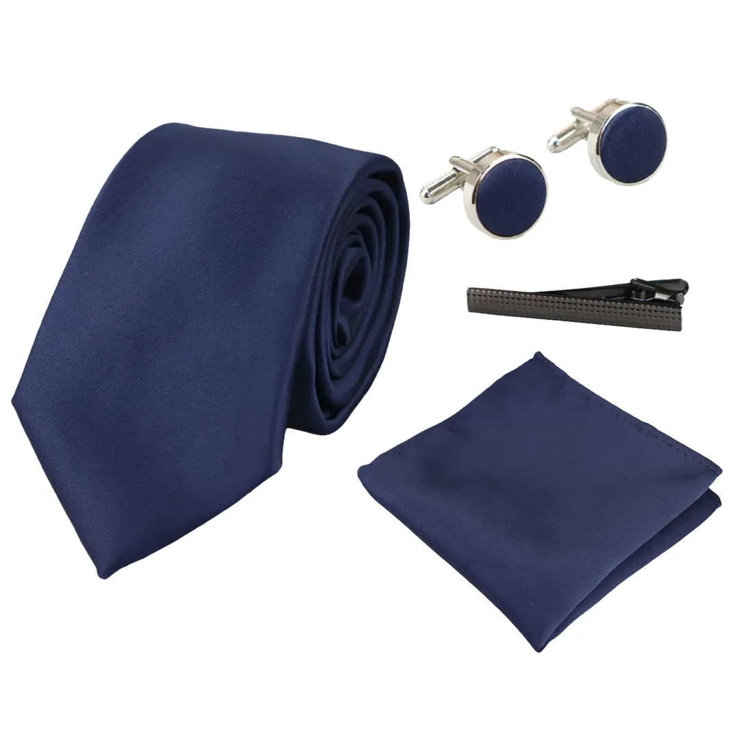Satin Silk Tie Gift Set de bolsillo Papet Square Links Tat Satin brillante