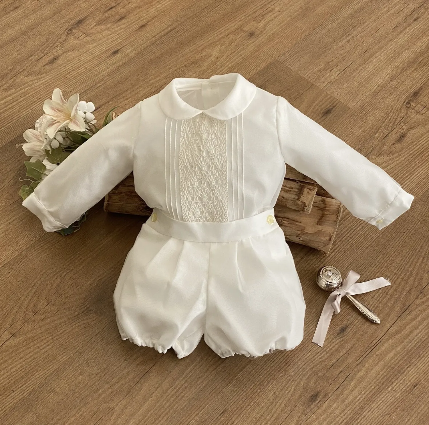 Set for boy. Organza shirt and bloomers