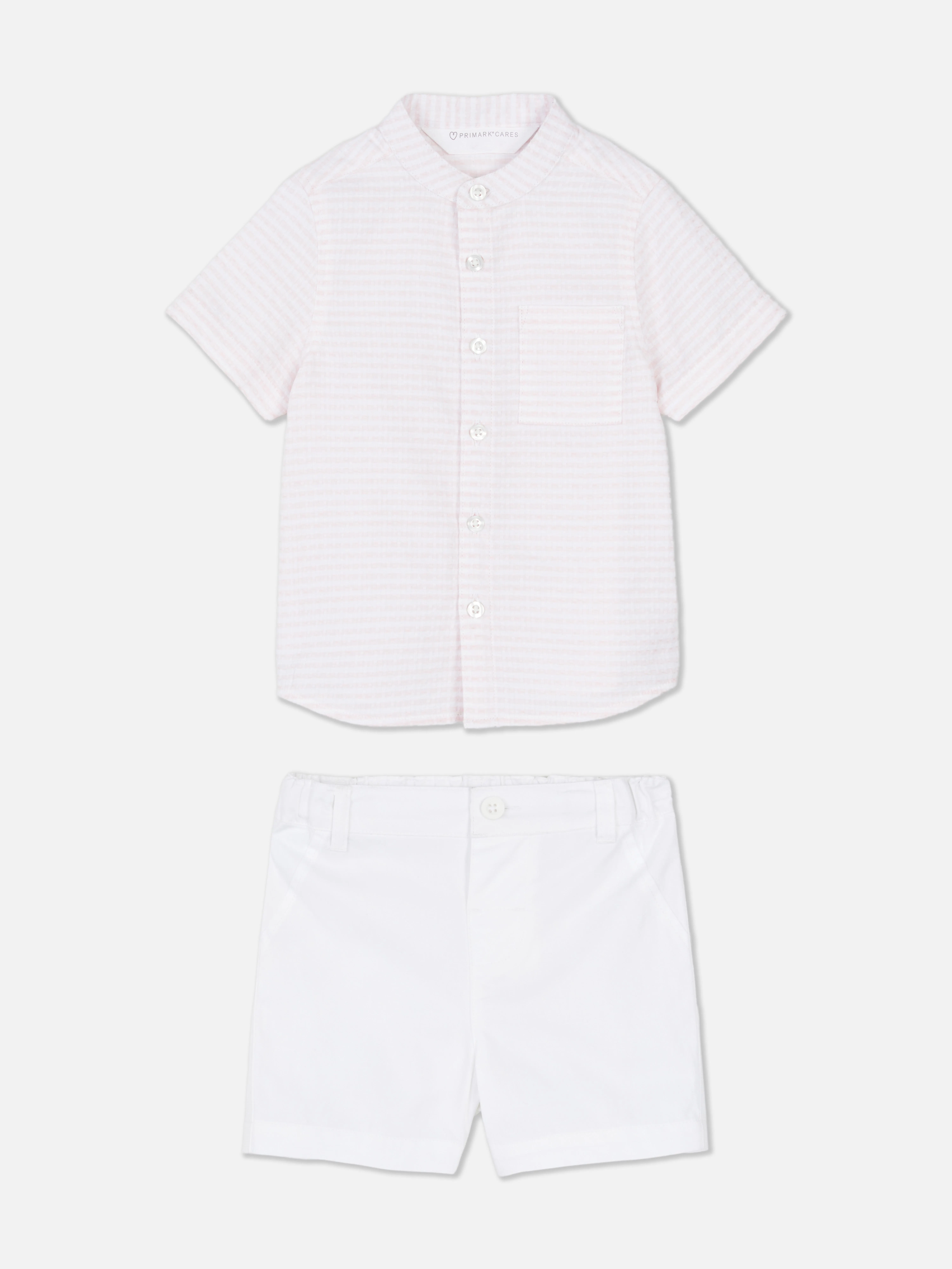 Set formal de camisa y pantalones cortos a rayas
