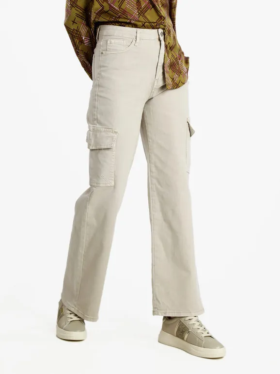 Sexy Sense Pantalón ancho de mujer con bolsillos grandes