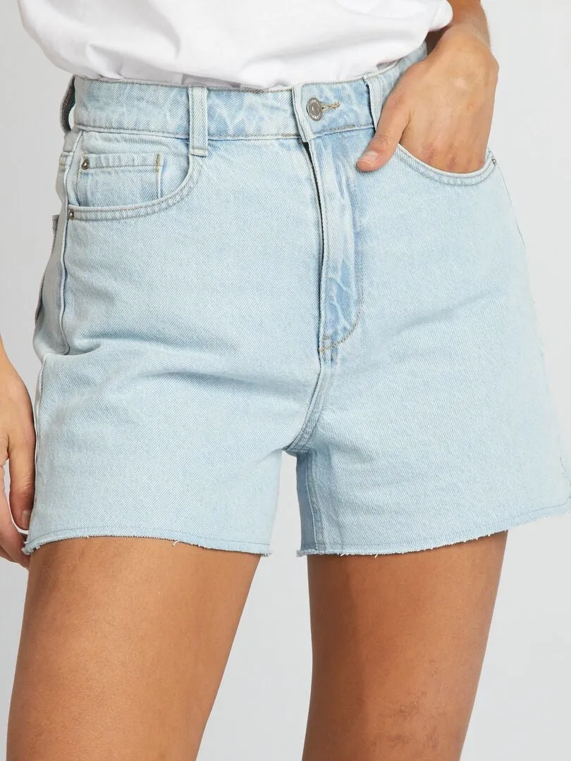 SHORT VAQUERO CON ACABADOS SIN REMATAR  AZUL