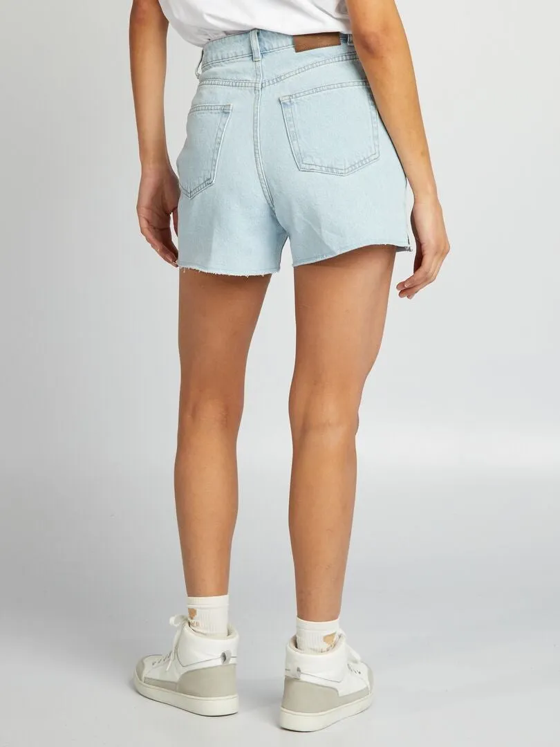 SHORT VAQUERO CON ACABADOS SIN REMATAR  AZUL