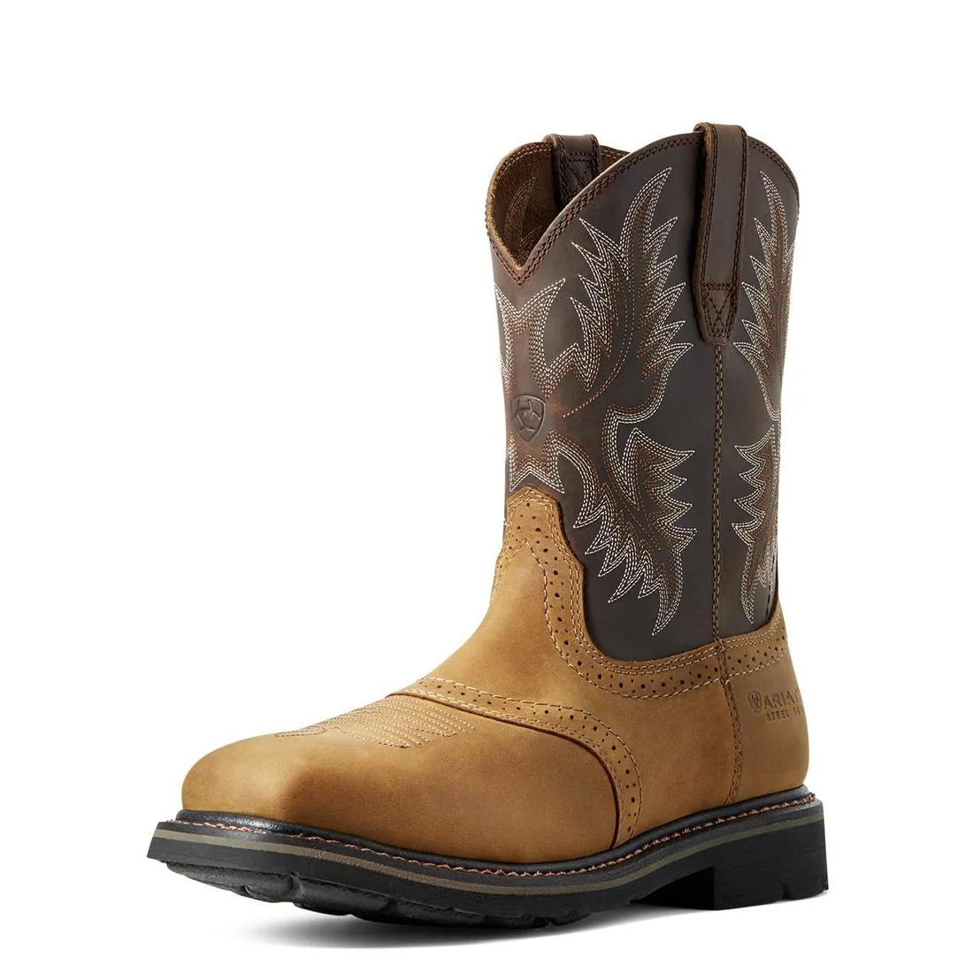 SIERRA STEELTOE WIDE SQUARE TOE WORK BOOT AGED BARK
