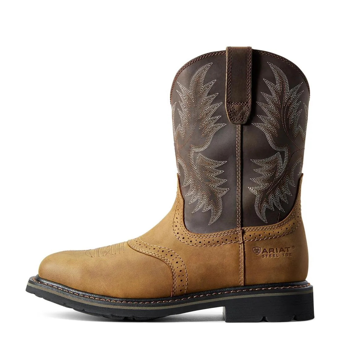 SIERRA STEELTOE WIDE SQUARE TOE WORK BOOT AGED BARK