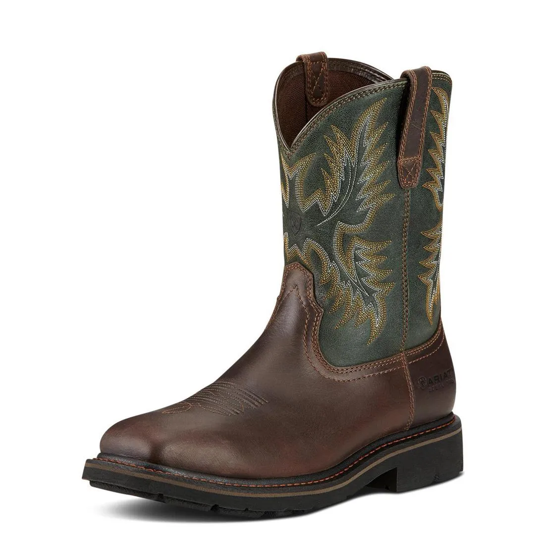 SIERRA STEELTOE WIDE SQUARE TOE WORK BOOT DARK BROWN