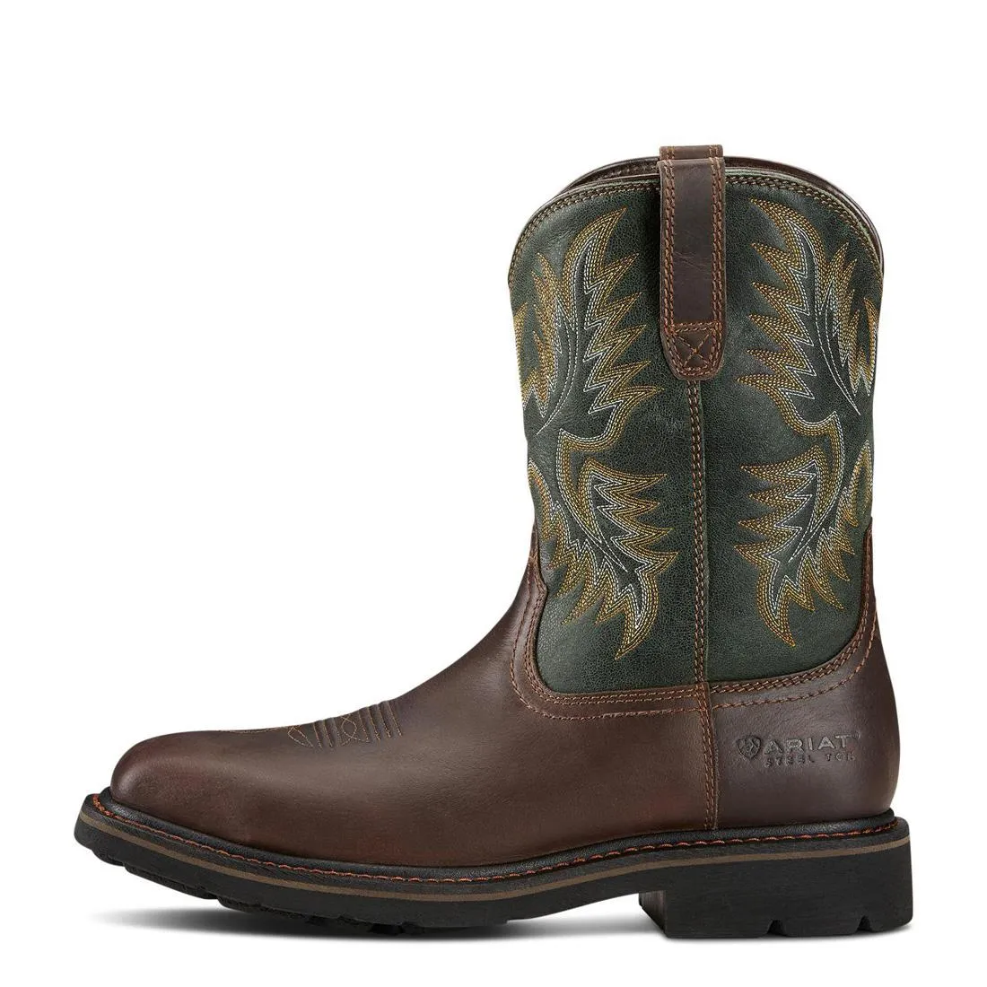 SIERRA STEELTOE WIDE SQUARE TOE WORK BOOT DARK BROWN