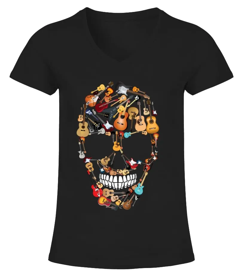 Skull By Group Guitar Camiseta cuello pico Mujer