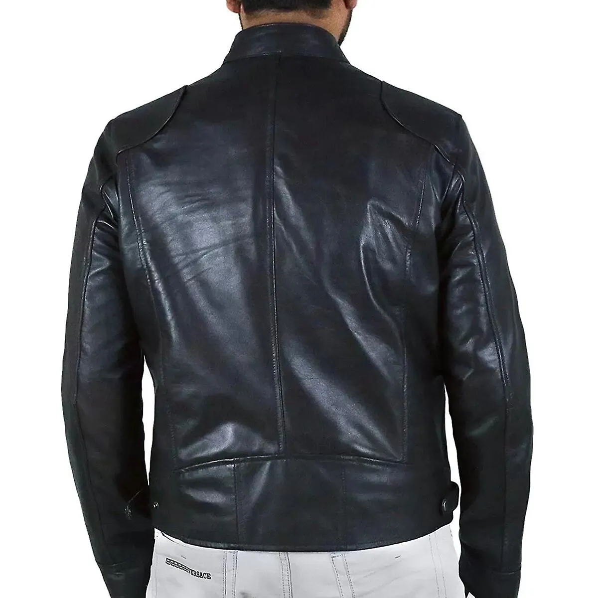 Sliktaa Chaqueta de cuero impermeable de talla grande para hombre