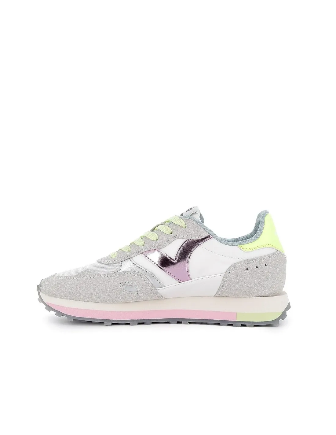 Sneakers detalles contraste serraje y nylon cordones mujer gris VICTORIA