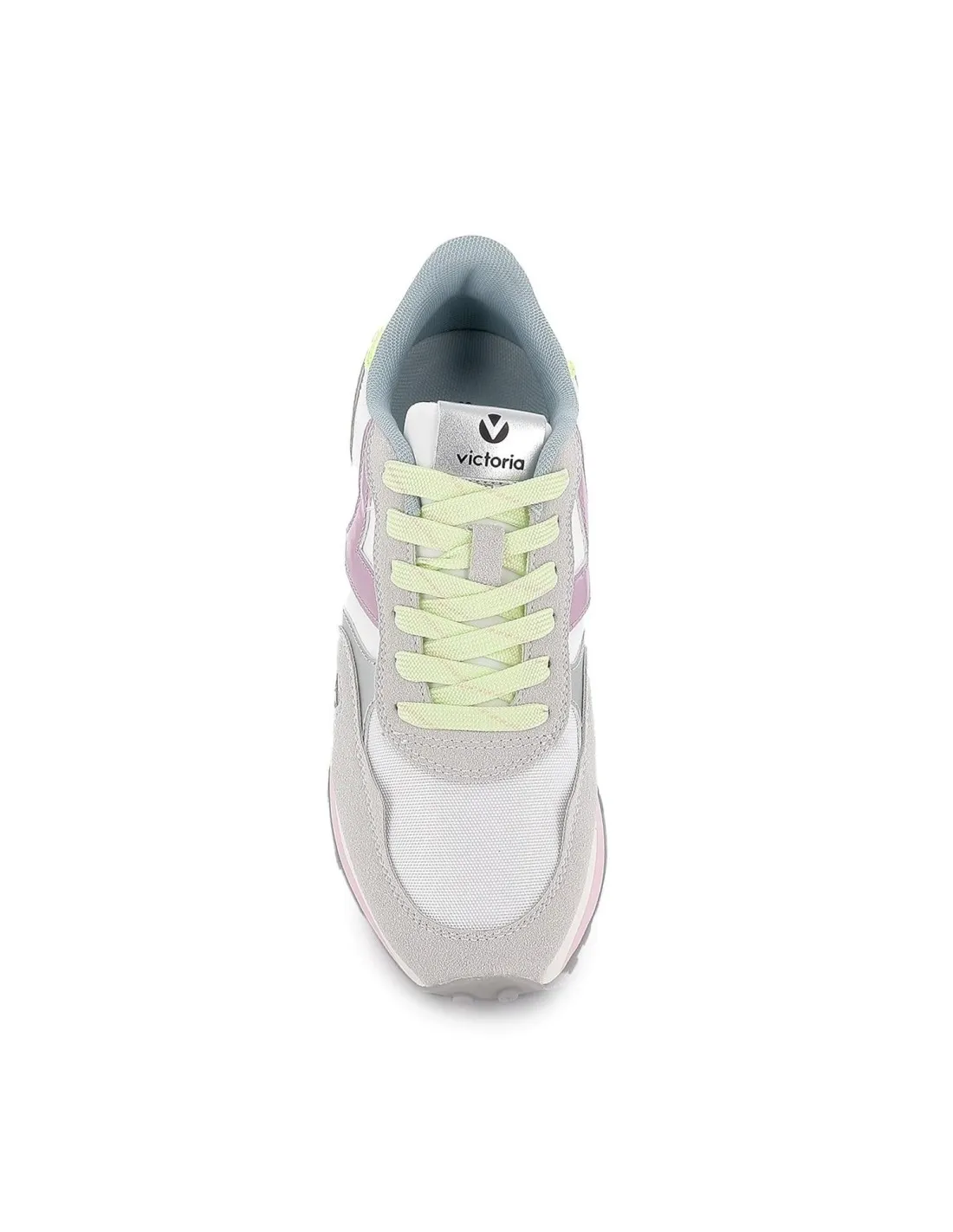 Sneakers detalles contraste serraje y nylon cordones mujer gris VICTORIA