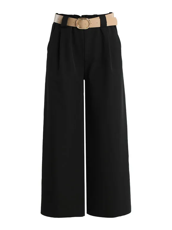 Solada Pantalón palazzo de mujer con cinturón
