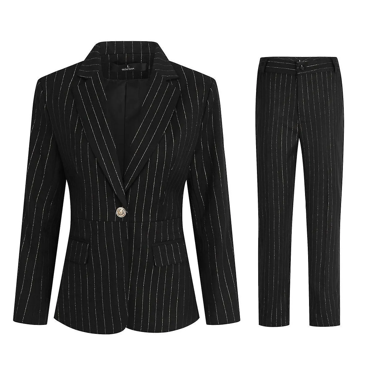 SOLAPA CON MUESCAS DE RAYAS DORADAS FORMALES DE 2 PIEZAS PARA MUJER FOUR SEASONS SLIM SUITYEZI