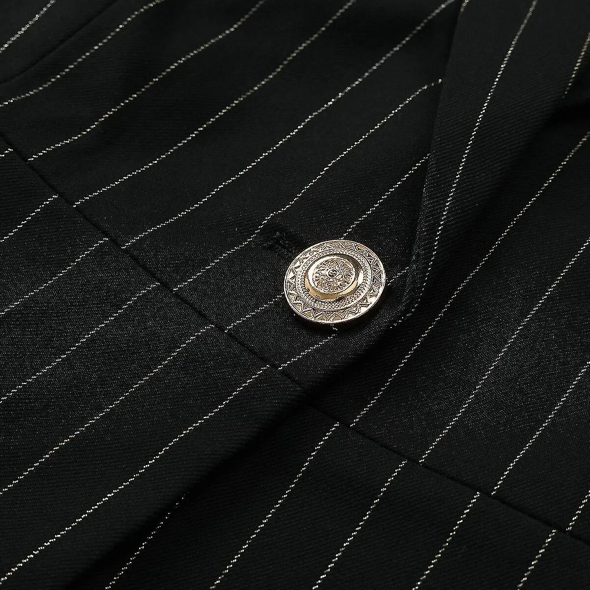 SOLAPA CON MUESCAS DE RAYAS DORADAS FORMALES DE 2 PIEZAS PARA MUJER FOUR SEASONS SLIM SUITYEZI