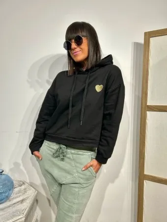 Sudadera Capucha LOVILE Negro