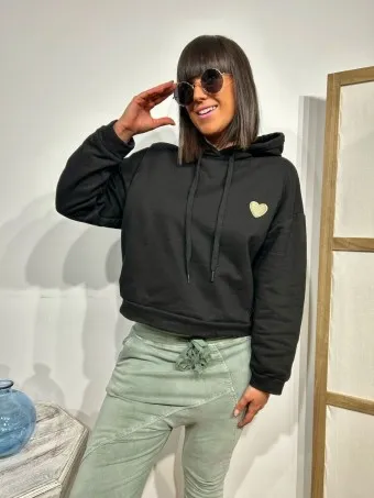 Sudadera Capucha LOVILE Negro