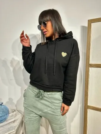Sudadera Capucha LOVILE Negro
