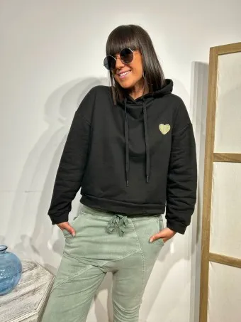 Sudadera Capucha LOVILE Negro