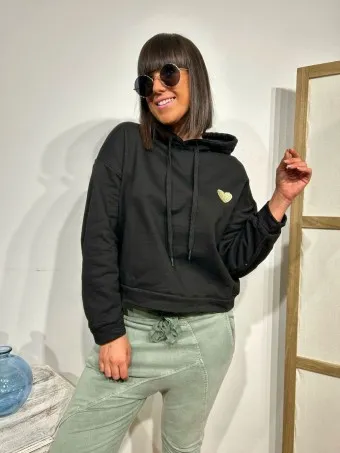 Sudadera Capucha LOVILE Negro