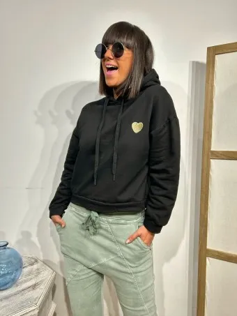 Sudadera Capucha LOVILE Negro