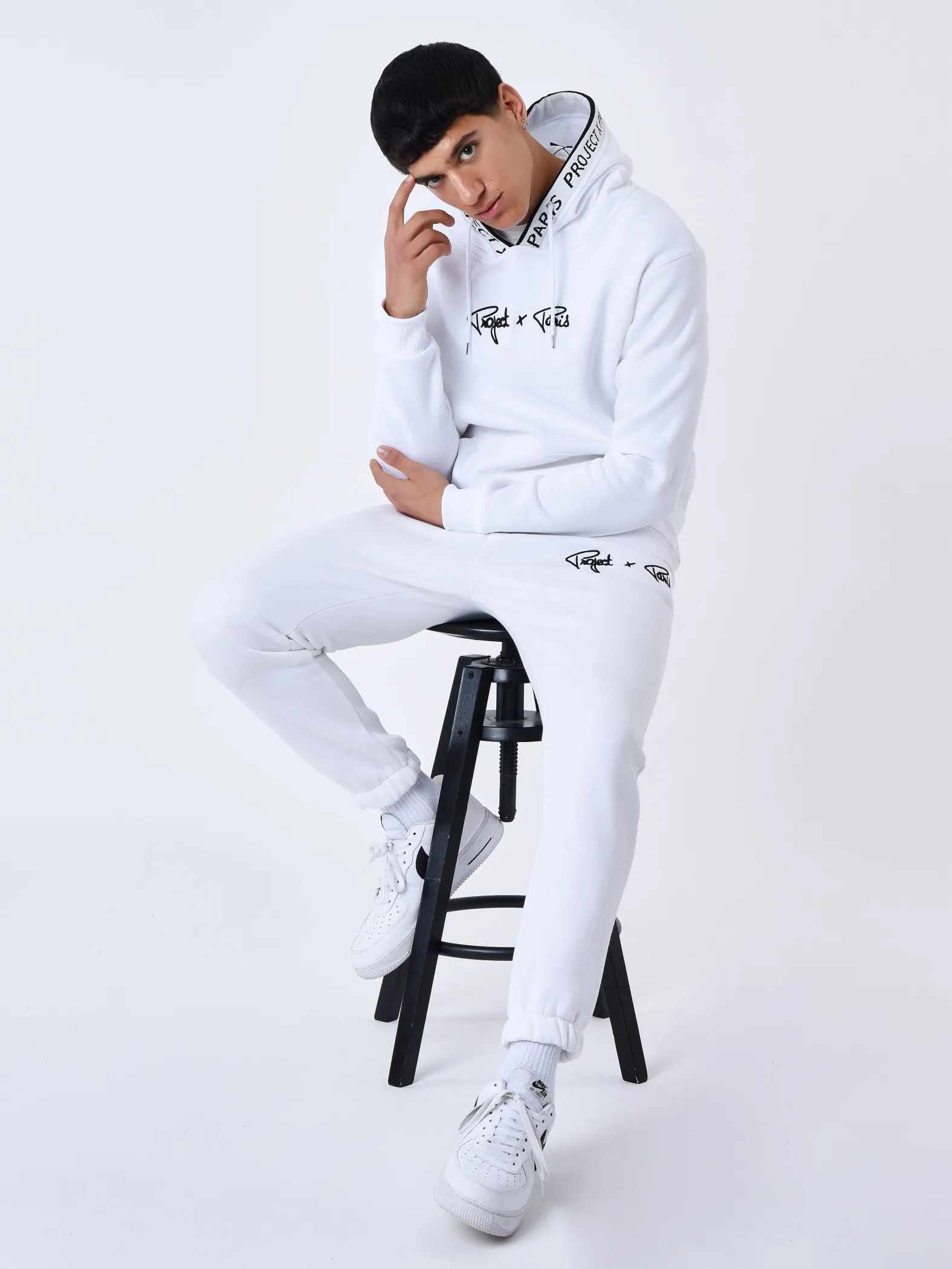 Sudadera con capucha Borde de punto con logotipo