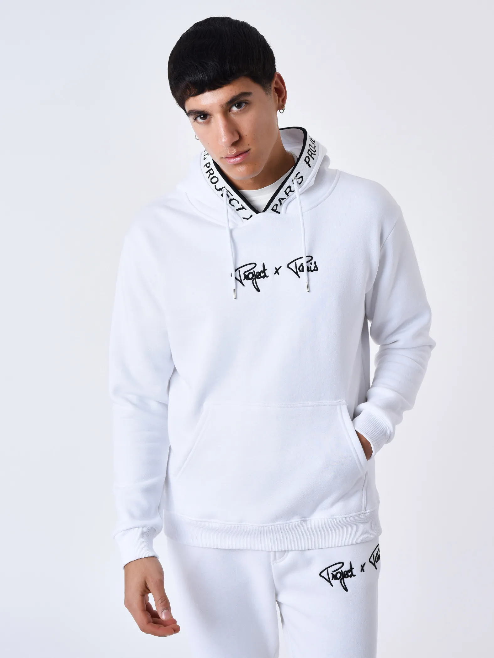Sudadera con capucha Borde de punto con logotipo