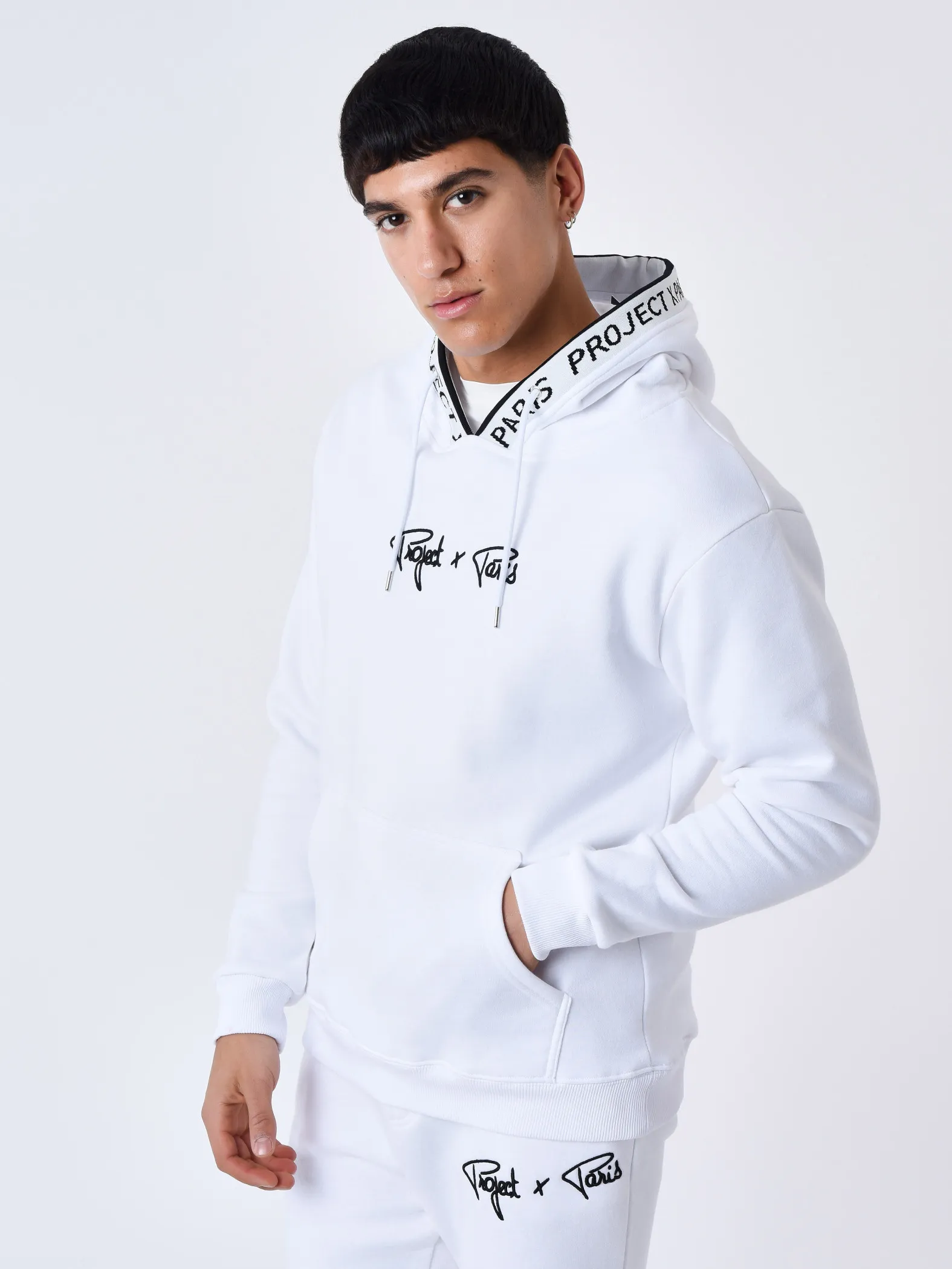 Sudadera con capucha Borde de punto con logotipo
