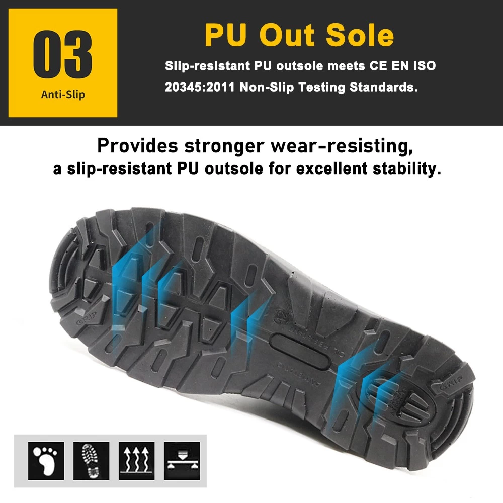 TM077 Zapatos impermeables de seguridad para mujer con suela de PU antideslizante con punta de acero