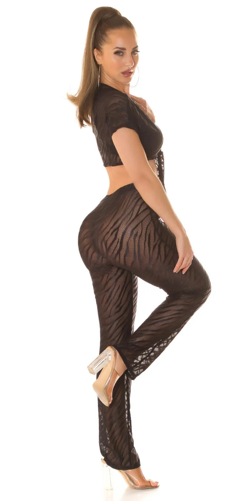 Top de malla atado en el pecho negro