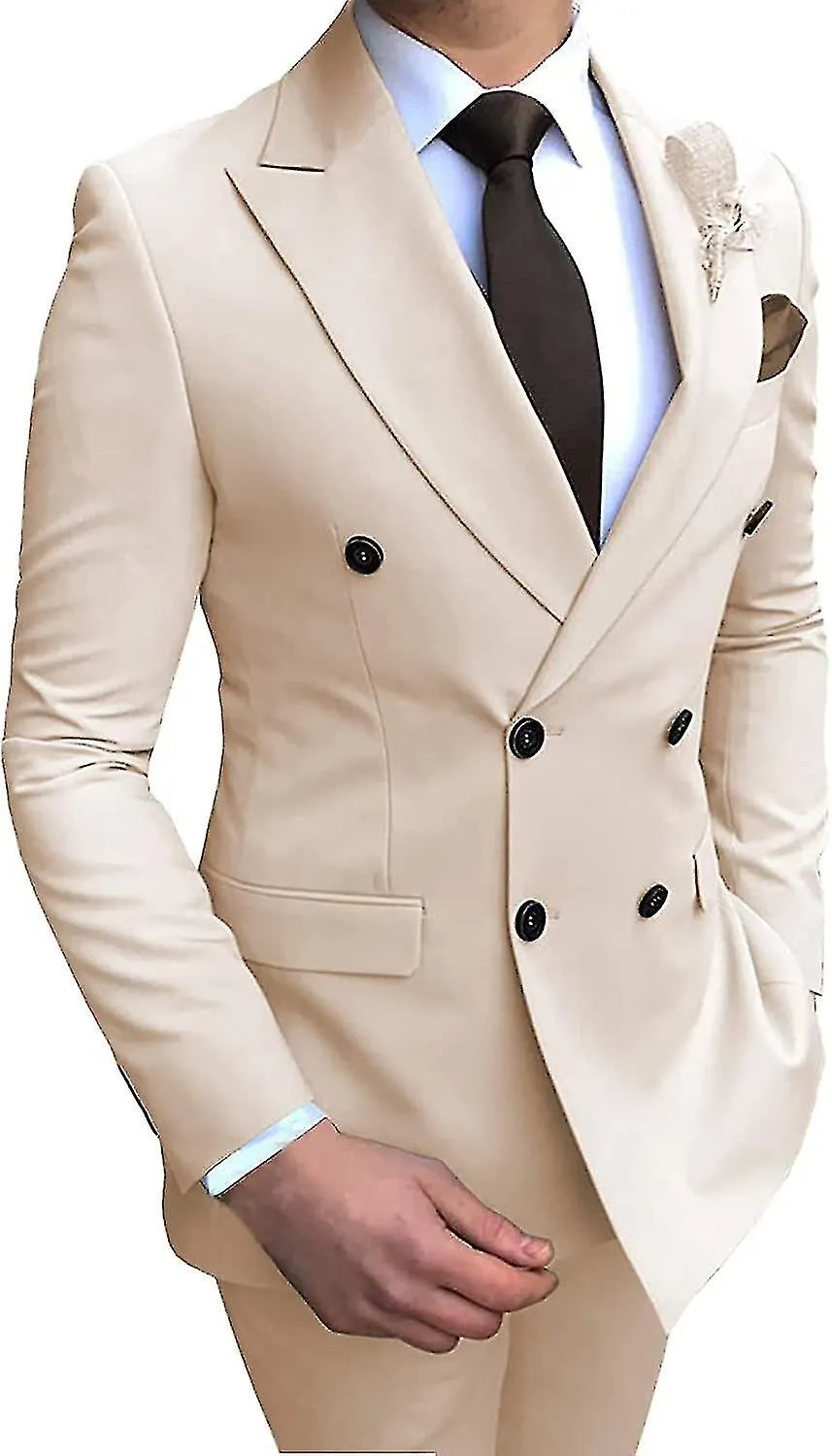 Traje Blazer Doble Ed Hombre 2 Piezas Fit Boda G Esmoquin Solapa Trajes Formales de Graduación