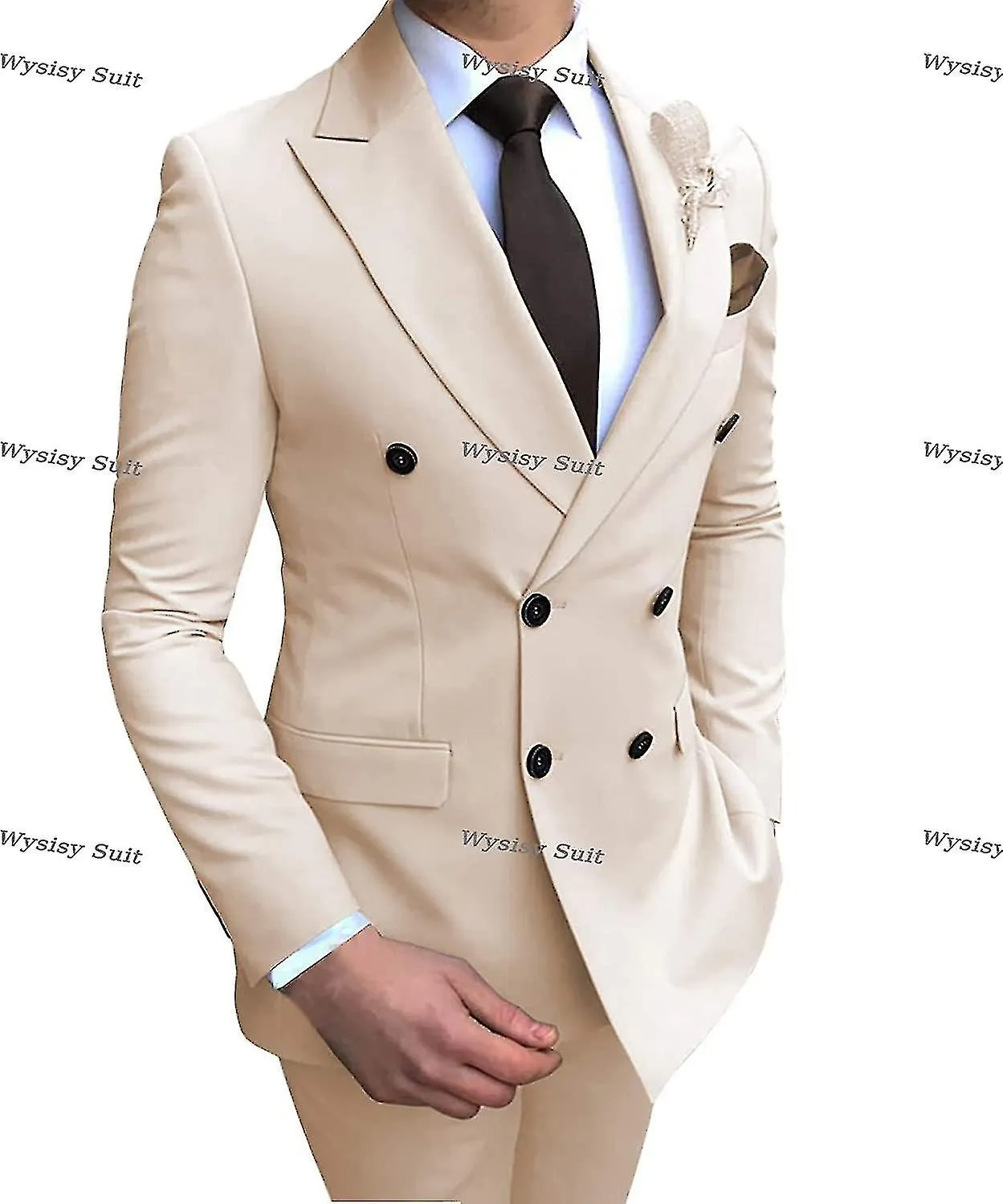Traje Blazer Doble Ed Hombre 2 Piezas Fit Boda G Esmoquin Solapa Trajes Formales de Graduación