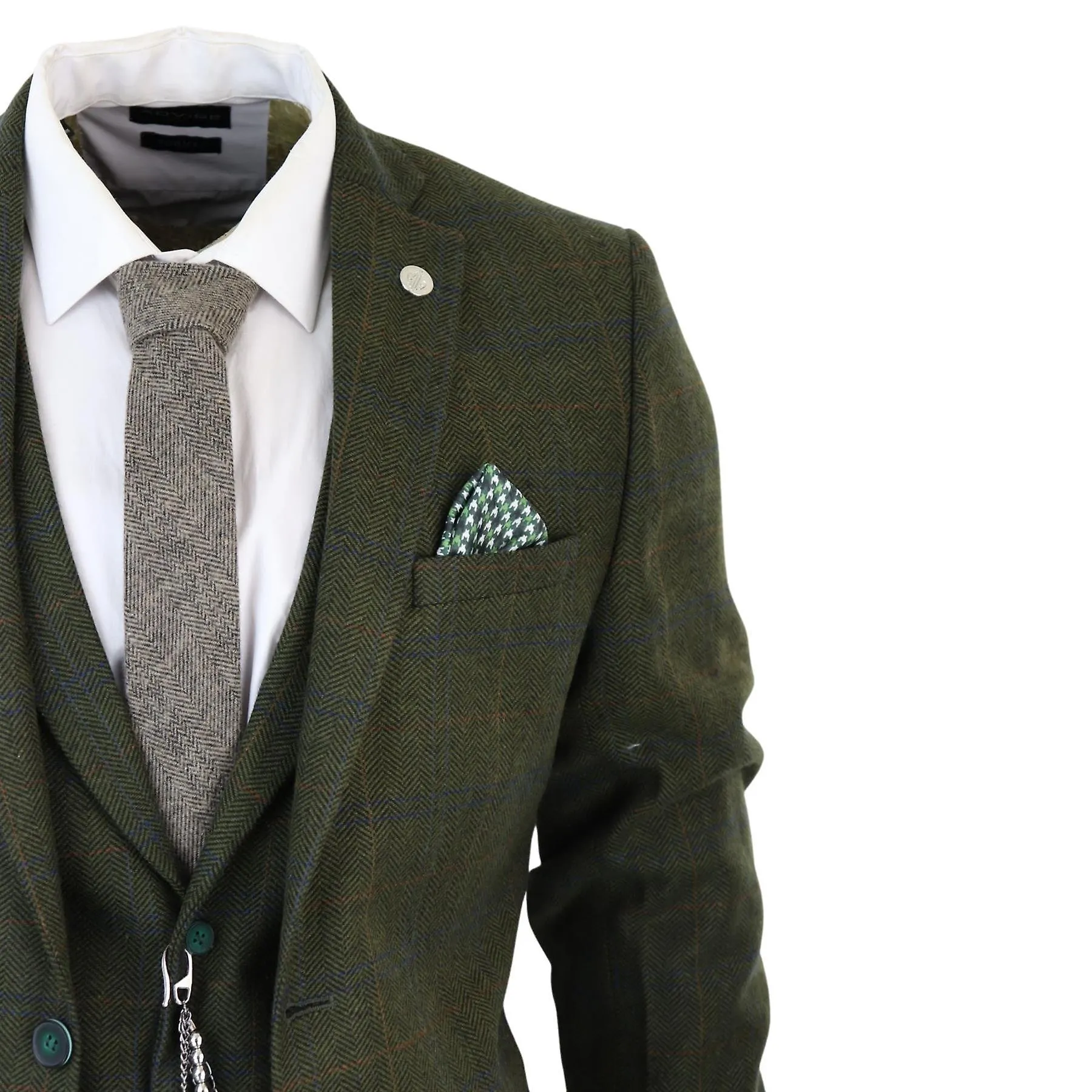Traje de 3 piezas para hombres Wool Tweed Check 1920s Gatsby Trajes de vestir formales