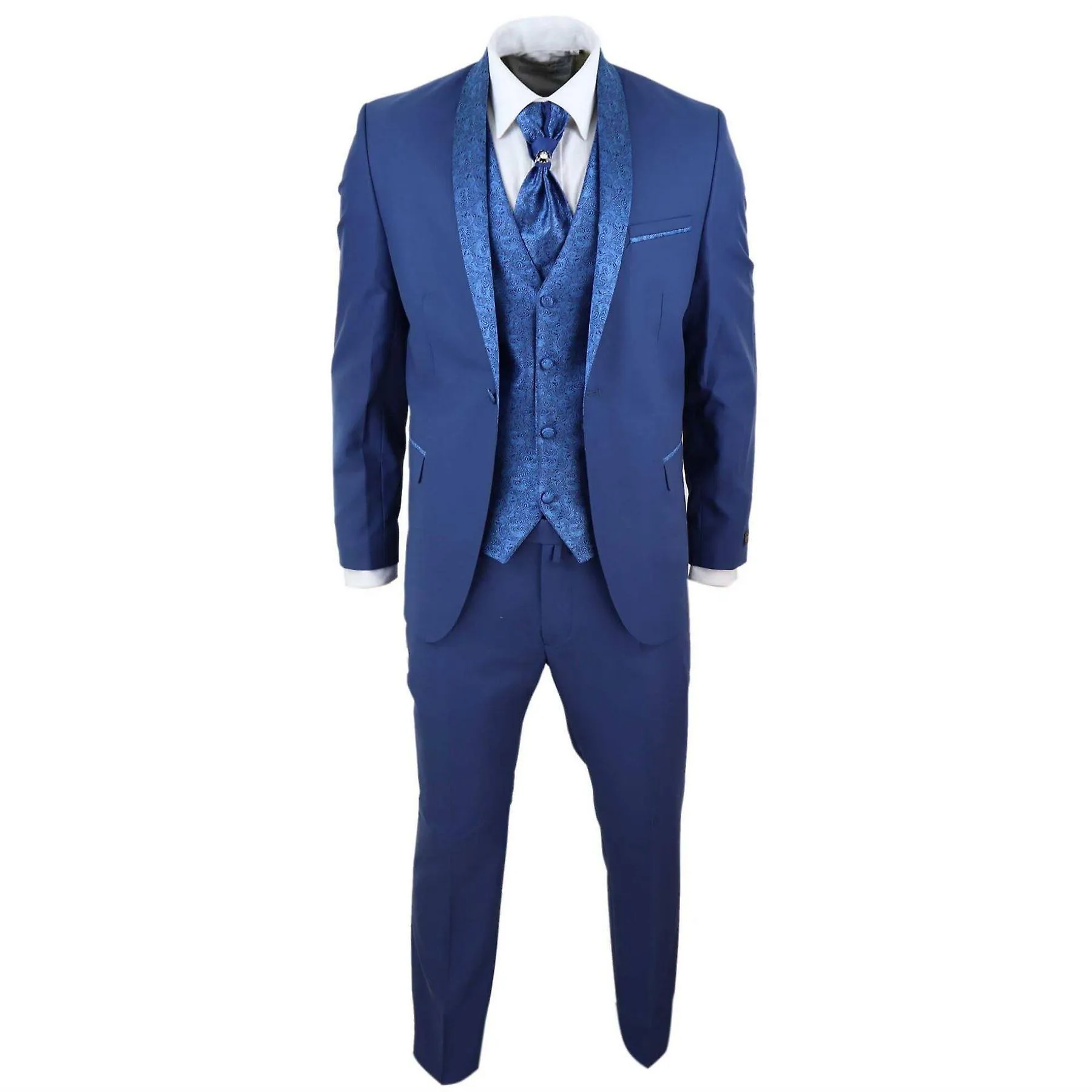 Traje de boda de 4 piezas para hombres Novio Chal Cuello Vintage Cravat Ajuste a medida