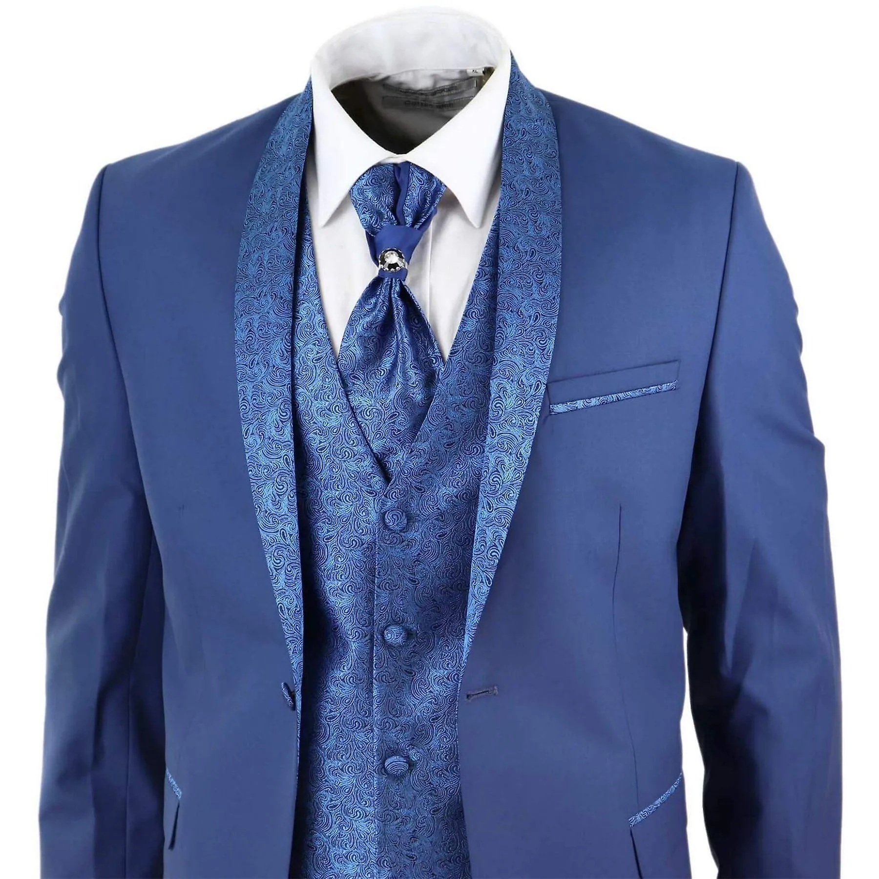 Traje de boda de 4 piezas para hombres Novio Chal Cuello Vintage Cravat Ajuste a medida
