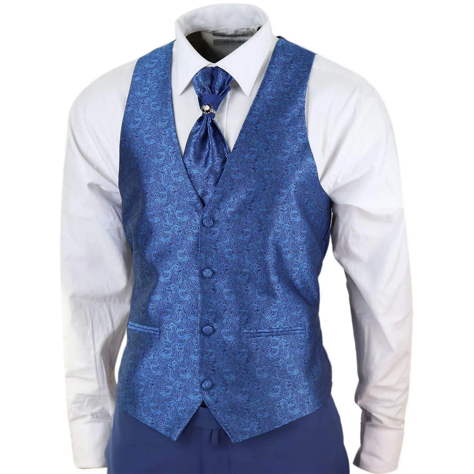Traje de boda de 4 piezas para hombres Novio Chal Cuello Vintage Cravat Ajuste a medida
