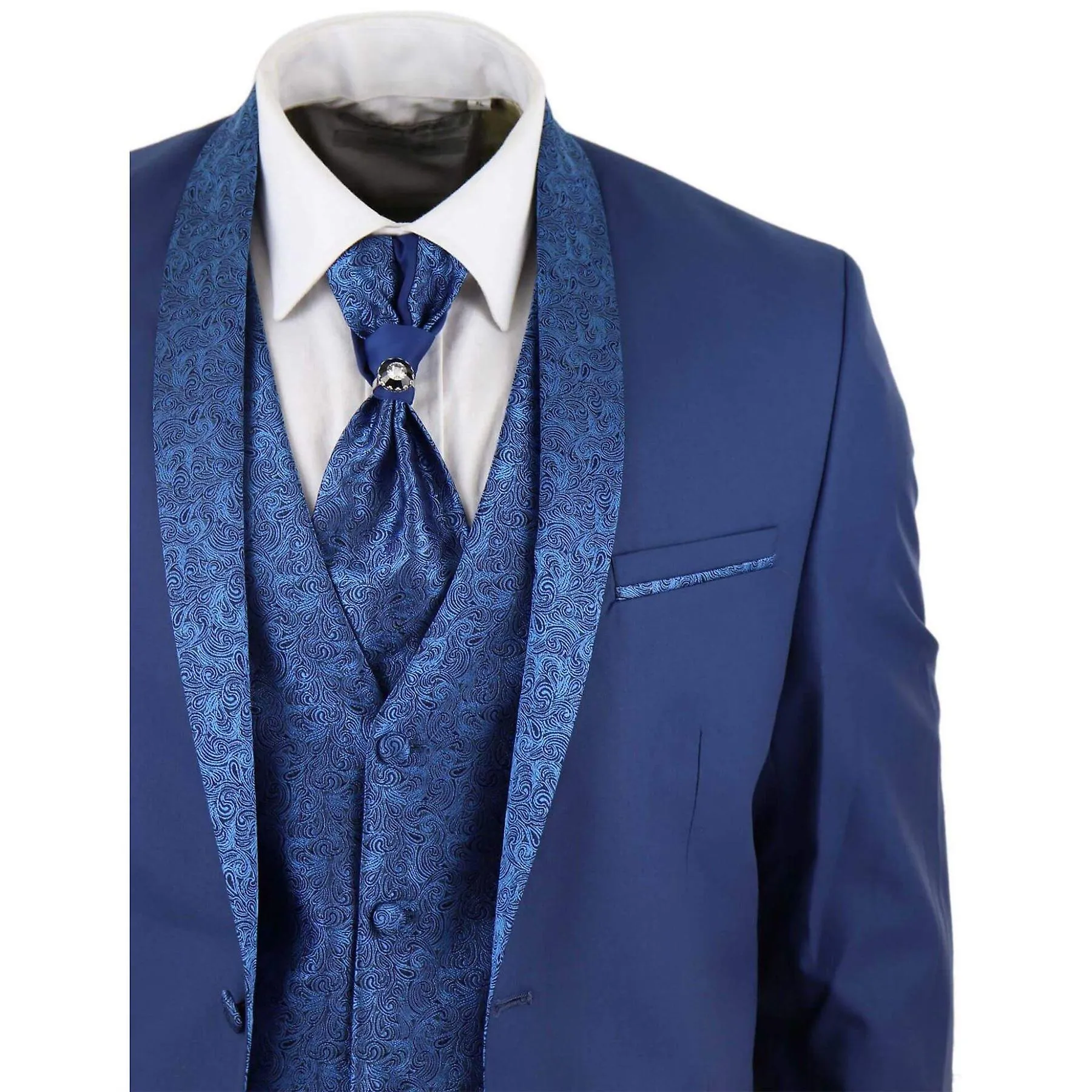 Traje de boda de 4 piezas para hombres Novio Chal Cuello Vintage Cravat Ajuste a medida