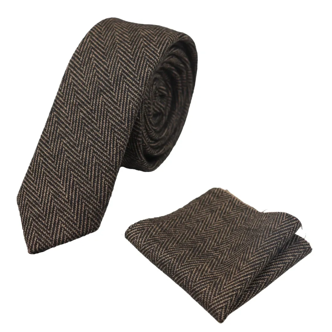 Tweed Tweed Herringbone Tie & Pocket Square Set
